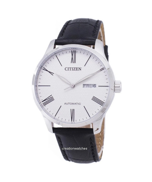 Reloj Citizen analógico con correa de piel y esfera blanca, automático, NH8350-08A, para hombre, reacondicionado