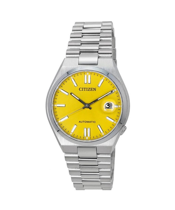 Reloj Citizen Tsuyosa NJ0150-81Z automático con esfera amarilla y acero inoxidable para hombre reacondicionado