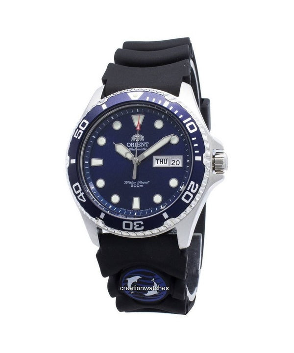 Reloj Orient Ray II con correa de caucho y esfera azul, automático, FAA02008D9, 200 m, para hombre, reacondicionado