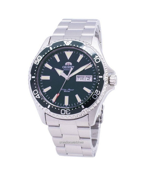 Reloj Orient Mako III de acero inoxidable con esfera verde y automático RA-AA0004E19B 200M para hombre renovado