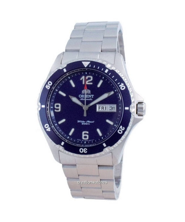 Reloj de buceo automático Orient Mako II de acero inoxidable con esfera azul SAA02002D3 200M para hombre renovado