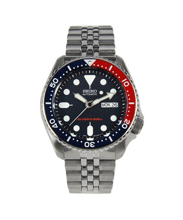 Reloj de buceo automático Seiko Jubilee SKX009K2 200M para hombre, esfera azul oscuro, acero inoxidable y reacondicionado