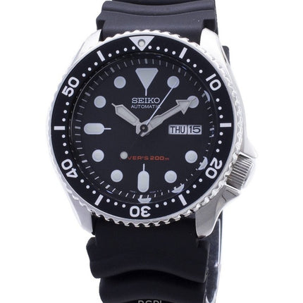 Reloj Seiko automático de buceo con correa de caucho y esfera negra SKX007K1 200M para hombre reacondicionado