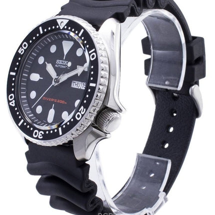 Reloj Seiko automático de buceo con correa de caucho y esfera negra SKX007K1 200M para hombre reacondicionado