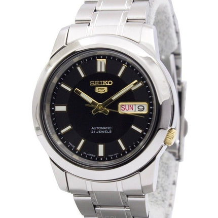 Reloj Seiko 5 automático de acero inoxidable con esfera negra SNKK17J1 para hombre renovado