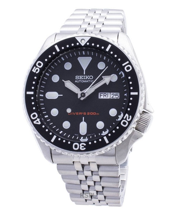 Reloj Seiko SKX007K2 automático de buceo con esfera negra y acero inoxidable para hombre, 200 m, reacondicionado