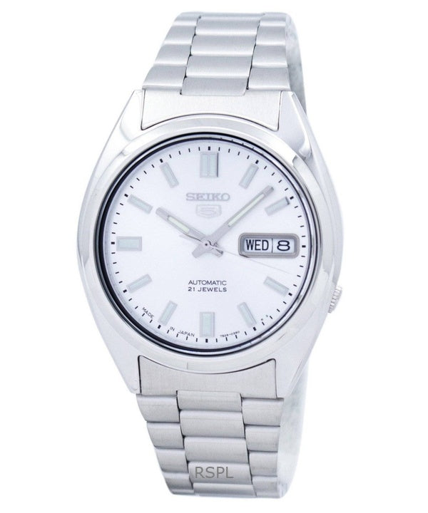 Reloj Seiko 5 automático de acero inoxidable con esfera plateada SNXS73J1 para hombre renovado