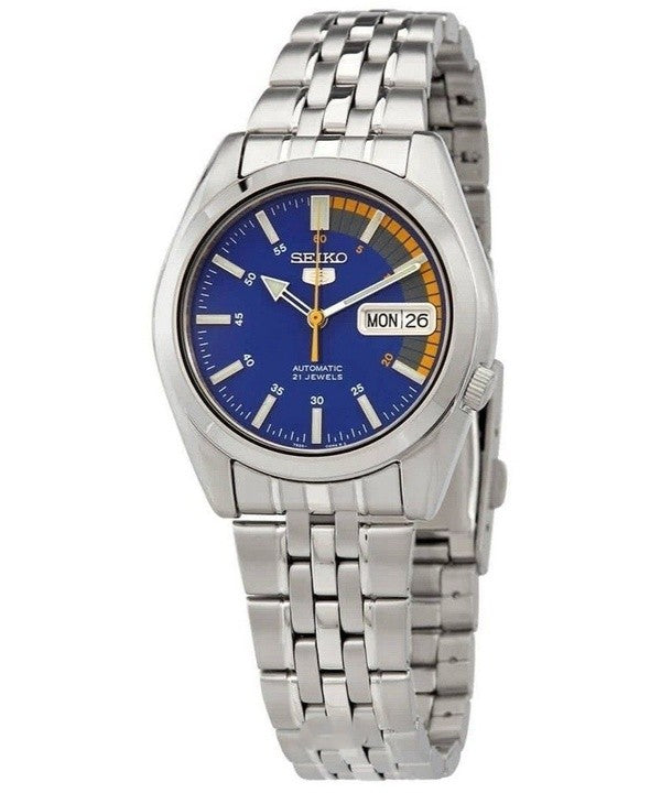 Reloj Seiko 5 automático de acero inoxidable con esfera azul SNK371K1 para hombre renovado