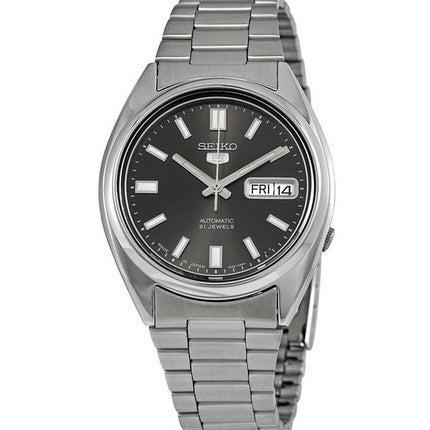 Reloj Seiko 5 automático de acero inoxidable con esfera negra y 21 joyas SNXS79J1 para hombre renovado