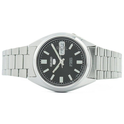 Reloj Seiko 5 automático de acero inoxidable con esfera negra y 21 joyas SNXS79J1 para hombre renovado