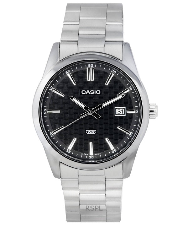 Reloj Casio analógico de acero inoxidable con esfera negra y cuarzo MTP-VD03D-1A para hombre renovado