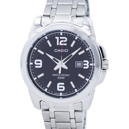 Reloj Casio Enticer analógico de acero inoxidable con esfera negra y cuarzo MTP-1314D-1AVDF para hombre reacondicionado