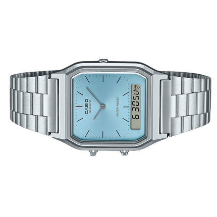 Reloj Casio Vintage analógico digital de acero inoxidable con esfera turquesa y cuarzo AQ-230A-2A1 unisex renovado