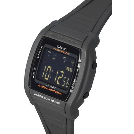 Casio Digital Sports resina correa esfera negra cuarzo W-201-1B reloj para hombre