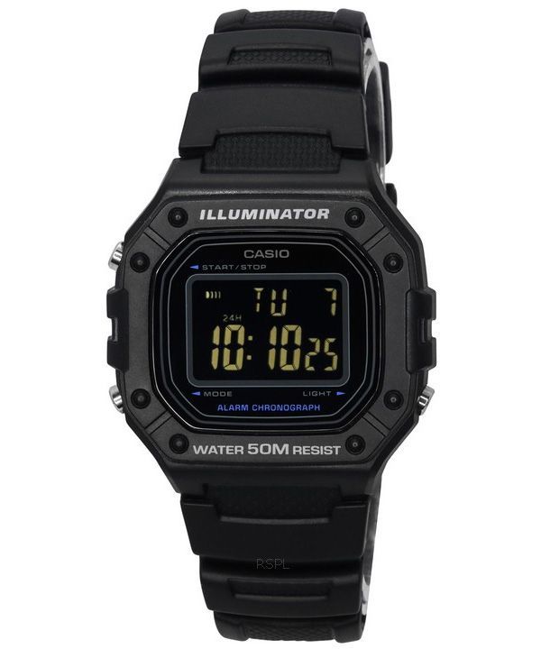 Casio Standard Resina digital Correa Esfera negra Cuarzo W-218H-1B Reloj para hombre