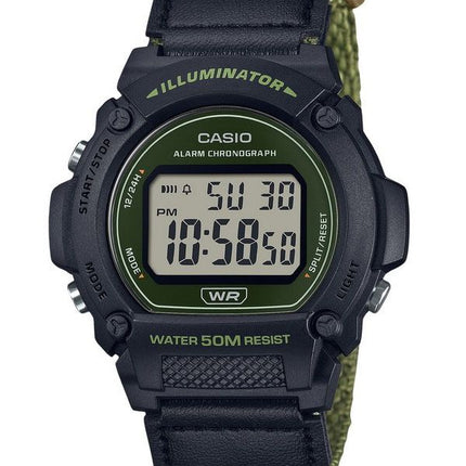 Reloj Casio W-219HB-3AV de cuarzo con correa de tela digital verde estándar para hombre