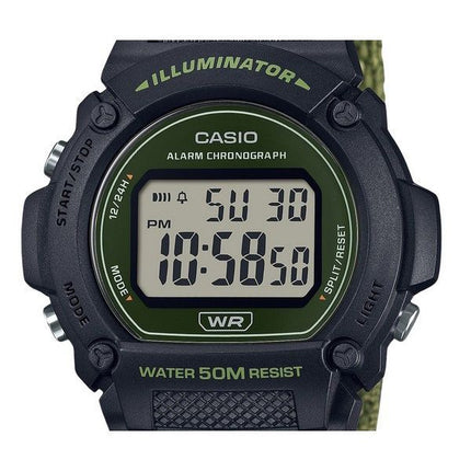 Reloj Casio W-219HB-3AV de cuarzo con correa de tela digital verde estándar para hombre