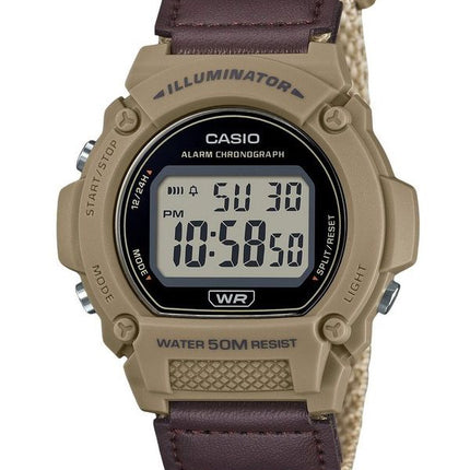 Reloj Casio W-219HB-5AV de cuarzo con correa de tela digital marrón estándar para hombre