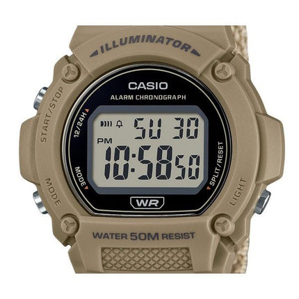 Reloj Casio W-219HB-5AV de cuarzo con correa de tela digital marrón estándar para hombre