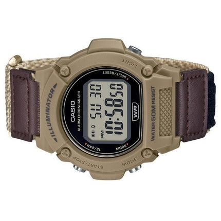 Reloj Casio W-219HB-5AV de cuarzo con correa de tela digital marrón estándar para hombre