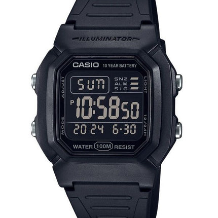 Reloj Casio Digital negro con doble hora y correa de resina de cuarzo W-800H-1BV 100M para hombre