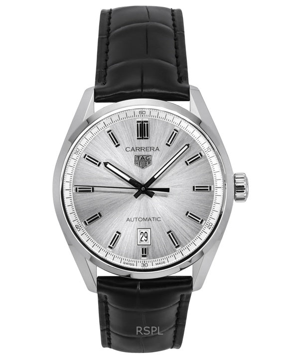 Reloj Tag Heuer Carrera Date con correa de piel y esfera gris automático WBN2111.FC6505 100M para hombre