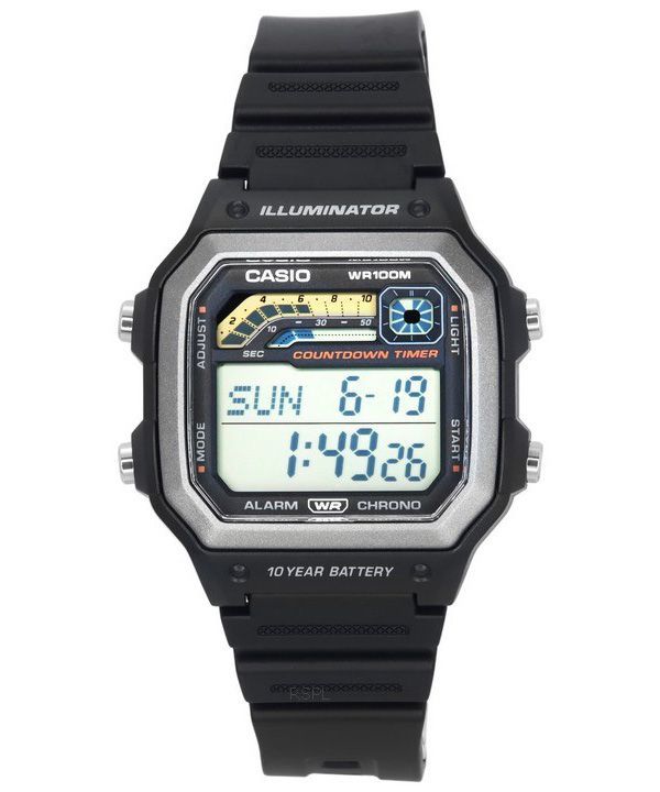 Casio Standard Digital Black Resin Strap Cuarzo WS-1600H-1A 100M Reloj para hombre