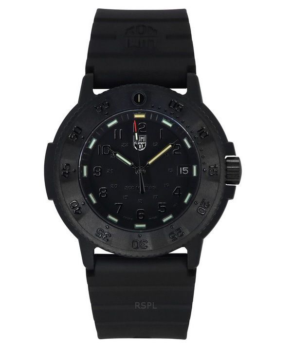 Reloj de buceo de cuarzo Luminox Original Navy Seal con correa de caucho y esfera negra XS.3001.EVO.BO.S 200M para hombre