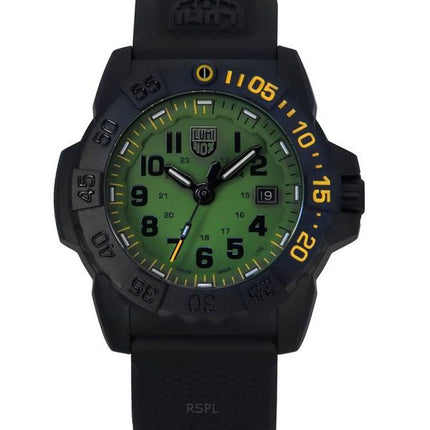 Reloj de buceo Luminox Navy SEAL Foundation con correa de caucho, esfera verde, cuarzo XS.3517.NSF.SET 200M para hombre con corr