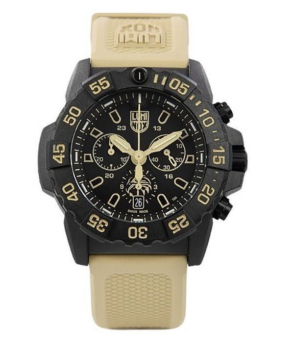 Luminox Navy Seal Foundation Cronógrafo Reloj para hombre con esfera negra y cuarzo Diver&#39,s XS.3590.NSF.SET 200M con correa