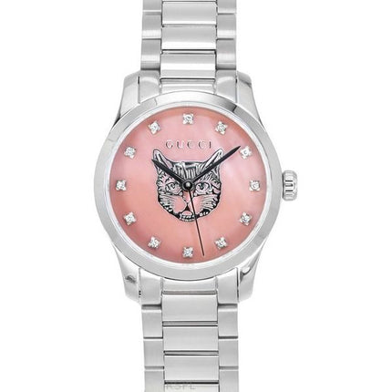 Reloj para mujer Gucci G-Timeless Diamond Accents con esfera de nácar rosa y cuarzo YA1265025