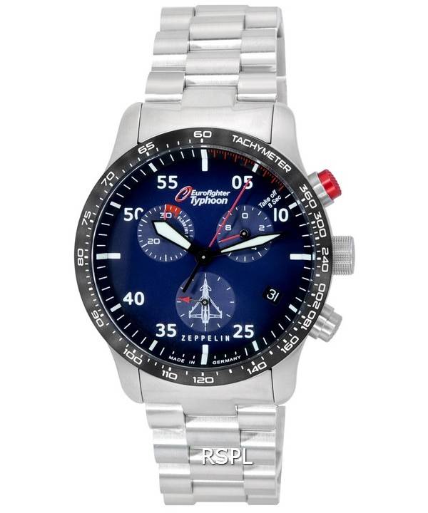 Zeppelin Eurofighter Cronógrafo Esfera azul Cuarzo 7298M-3_SET 7298M3_SET 100M Reloj para hombre con juegos de bandas