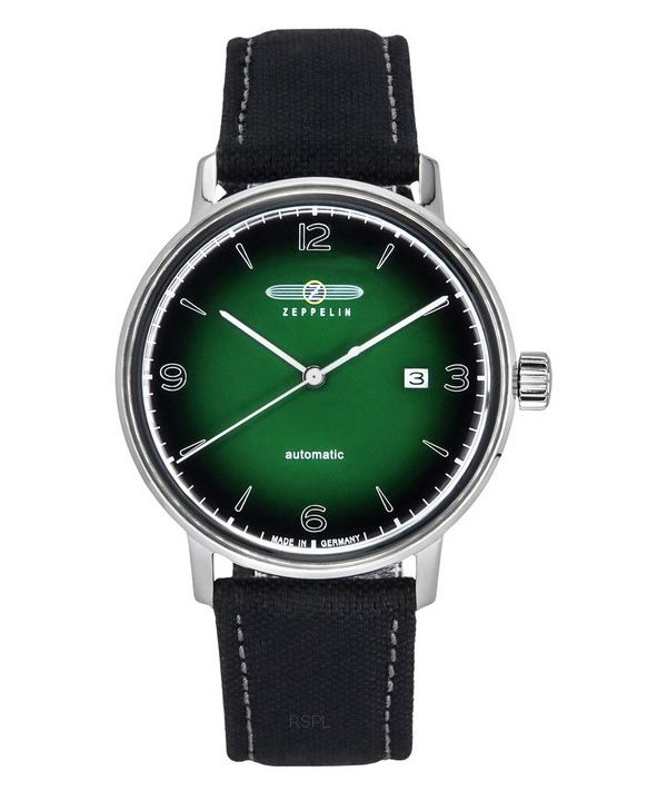 Zeppelin Hindenburg LZ129 Correa de plástico reciclado esfera de cerámica ecológica verde y negra Reloj automático para hombre 8