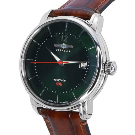 Zeppelin LZ 120 Bodensee correa de cuero esfera verde oscuro automático 81604 Watch de Men es