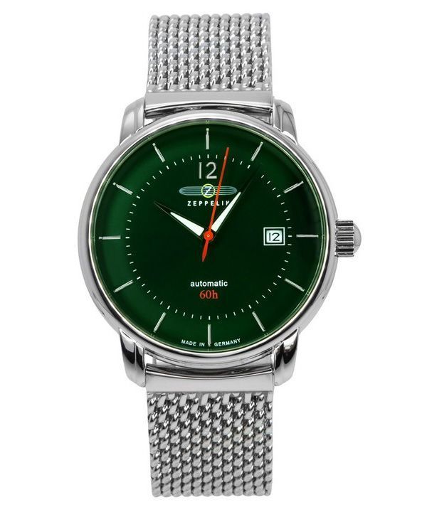 Zeppelin LZ120 Bodensee Reloj automático para hombre con esfera verde y acero inoxidable 8160M4