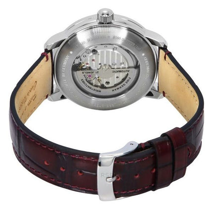 Reloj Zeppelin LZ 120 Bodensee con correa de piel y esfera roja abierta, automático, 81665, para hombre