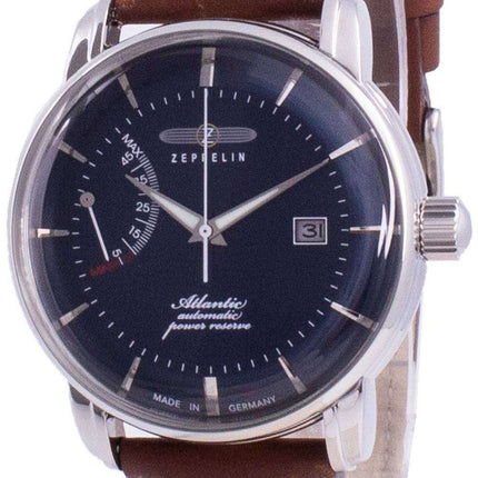 Reloj Zeppelin Atlantik con esfera azul y correa de cuero automático 8462-3 84623 para hombre