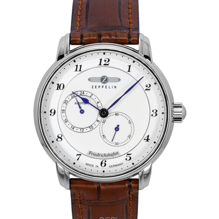 Reloj Zeppelin Friedrichshafen con correa de piel y esfera blanca, automático, 85681, para hombre