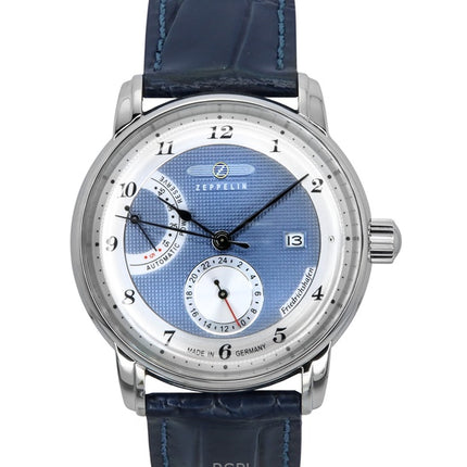 Reloj Zeppelin Friedrichshafen con correa de piel y esfera azul, automático, 85903, para hombre