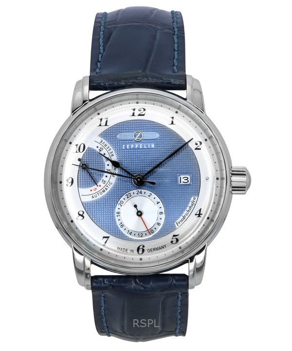 Reloj Zeppelin Friedrichshafen con correa de piel y esfera azul, automático, 85903, para hombre