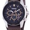 Cochero fósiles Cronógrafo Dial negro cuero marrón CH2891 reloj de hombres