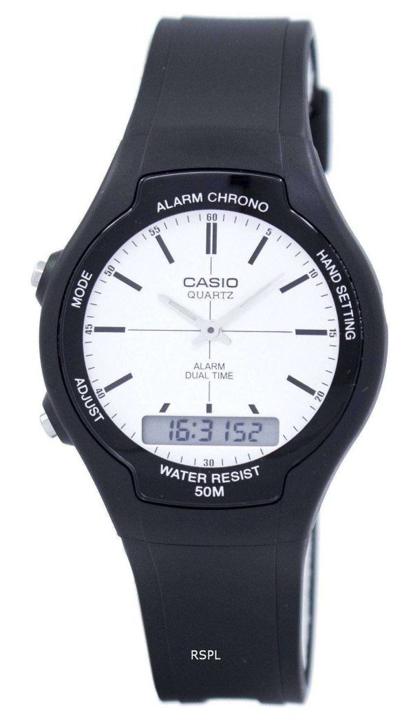 Reloj Casio doble hora alarma de cuarzo analógico Digital AW - 90H - 7EV AW90H - 7EV de los hombres