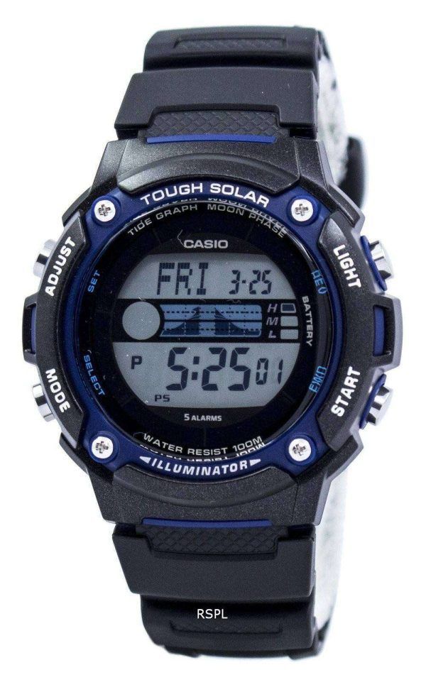 Reloj Casio Tough Solar iluminador marea gráfico Luna fase Digital W-S210H-1AV hombre