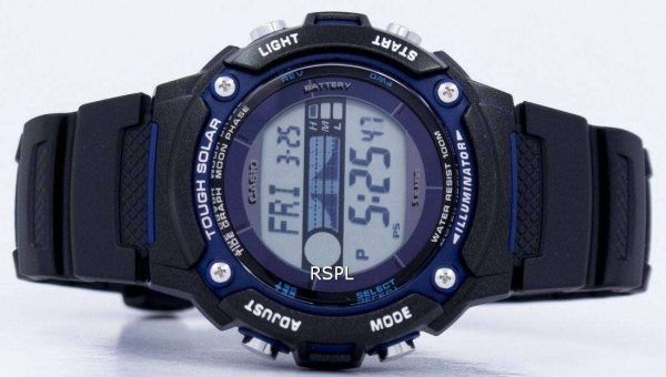 Reloj Casio Tough Solar iluminador marea gráfico Luna fase Digital W-S210H-1AV hombre