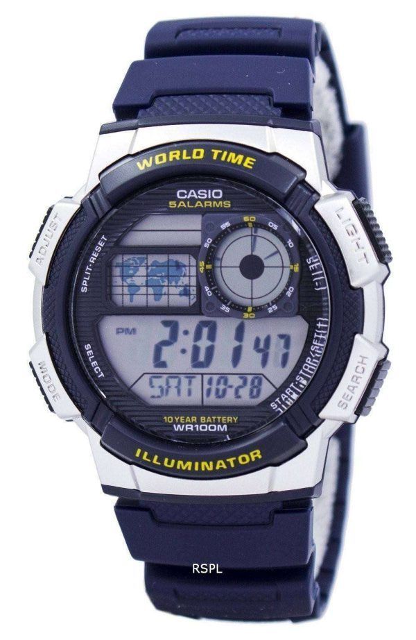 Casio Illuminator hora mundial alarma AE-1000W-2AV AE1000W-2AV reloj de caballero