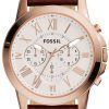 Fossil Grant cronógrafo marrón cuero FS4991 reloj para hombre