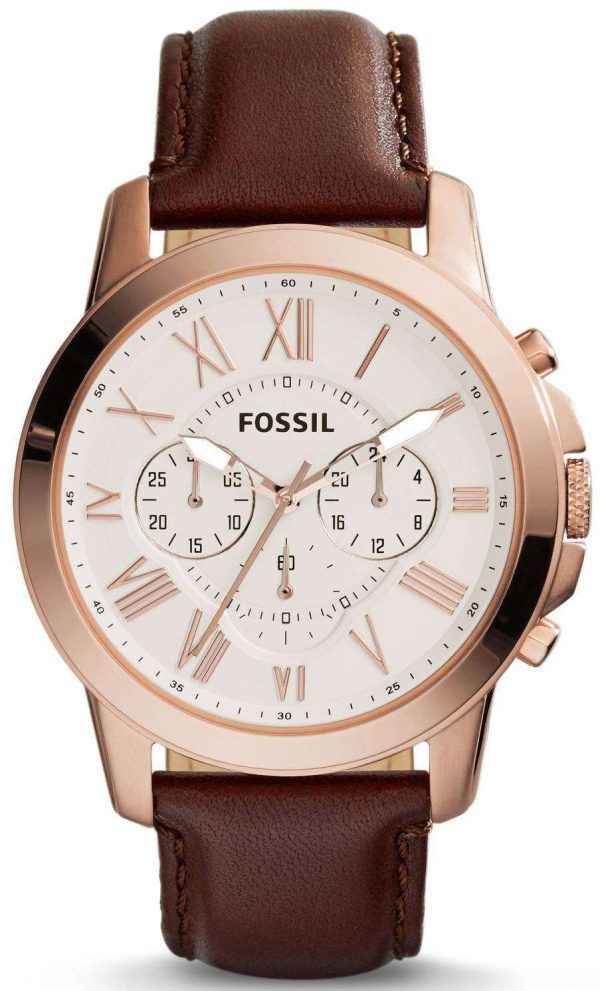 Fossil Grant cronógrafo marrón cuero FS4991 reloj para hombre