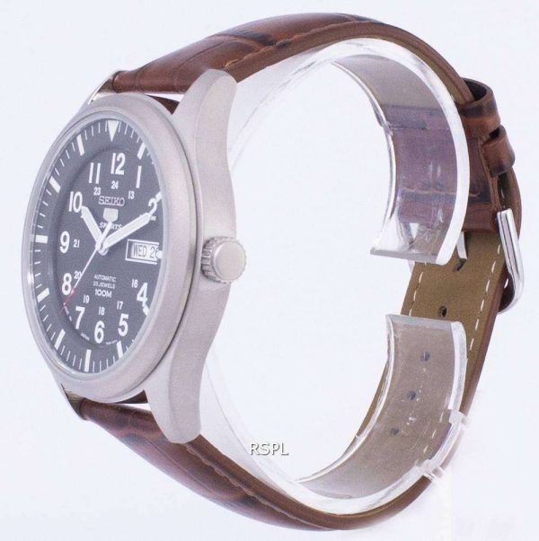 Reloj para hombre Seiko 5 Sports Automatic Japan Made Ratio de cuero marrón SNZG09J1-LS7