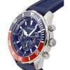 Bulova Sports Cronógrafo Correa de silicona Esfera azul Cuarzo 98K111 100M Reloj para hombre con juego de regalo