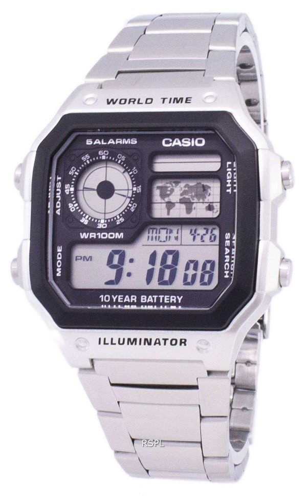 Reloj Casio Digital World Time WR100M AE-1200WHD-1AVDF AE-1200WHD-1AV